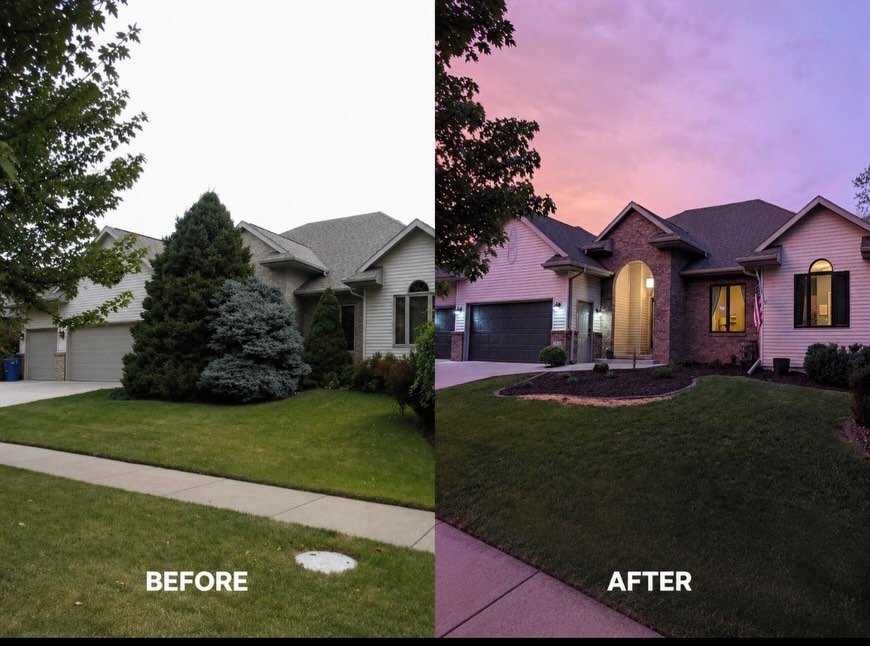 Before and after: front yard landscaping and mulch beds